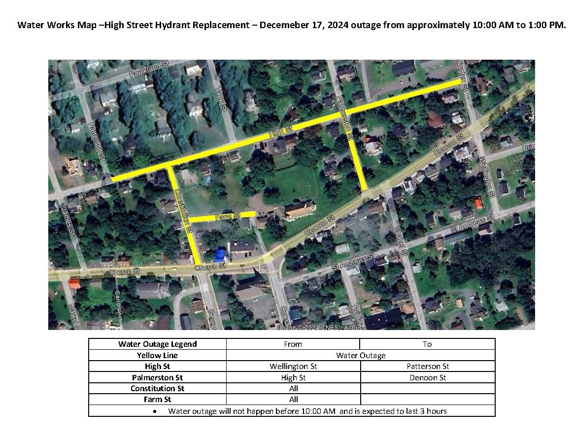 Water Outage Tuesday, December 17, 2024 Town of Pictou