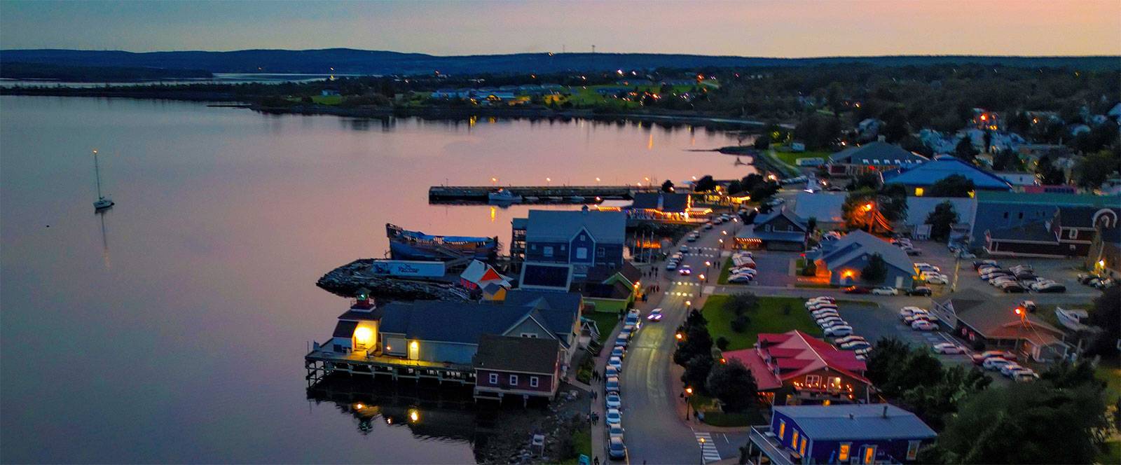 Pictou Harbour at Dusk - The Town Lights Gather at the Waters Edge